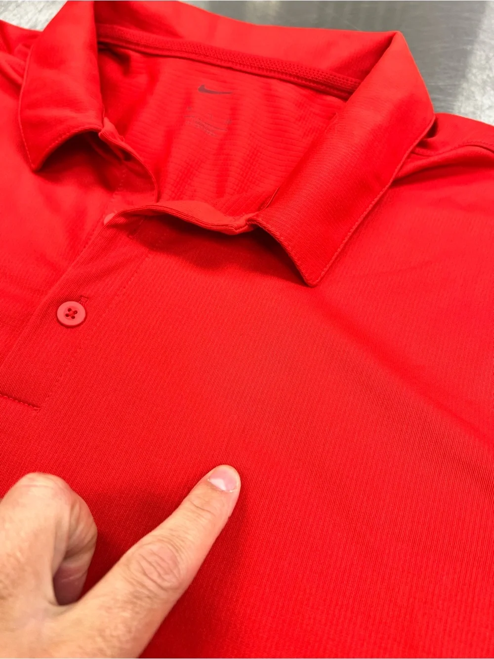 Nike Dri Fit Red Polo with White Swoosh Mens XL